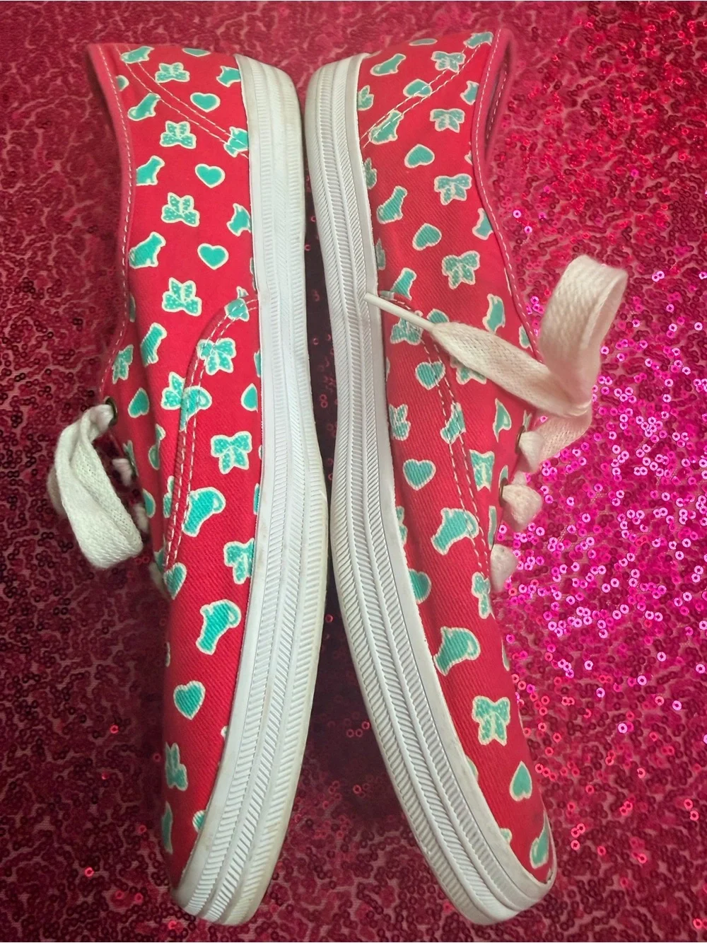 Keds Pink Canvas Taylor Swift Sneakers with Teal Heart Print